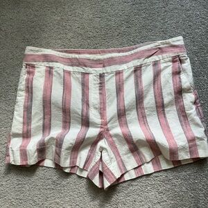 LOFT Pink and White Striped Women Shorts Size 12